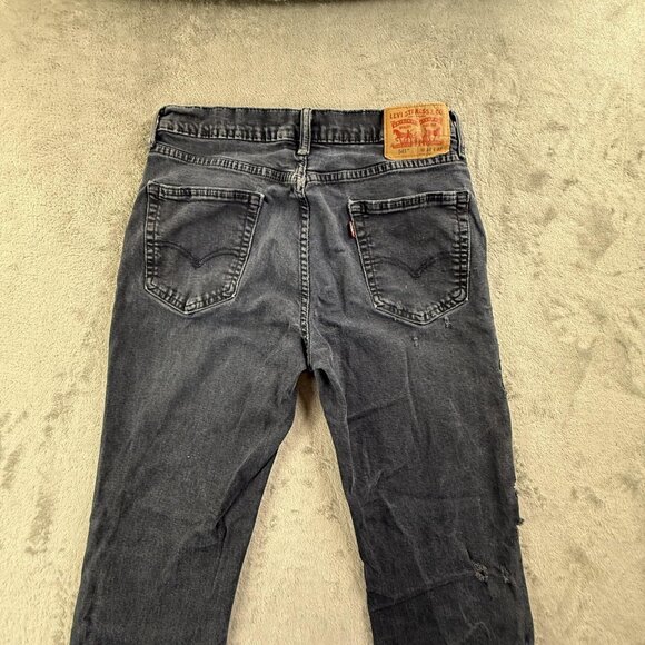 Levis 541 Jeans Mens 34x32 Black Gray Denim Athletic Fit Tapered Leg Distressed - Picture 5 of 16